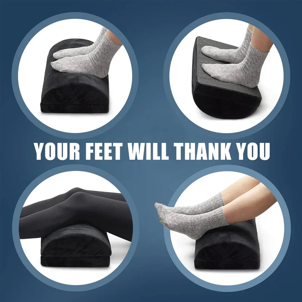 2 Heights Adjustable Foot Rest Under Desk, Soft Memory Foam Footrest Under Desk  for Foot Rest At Work, Home, Airplane, Travel
