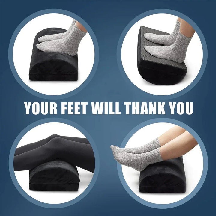 2 Heights Adjustable Foot Rest Under Desk, Soft Memory Foam Footrest Under Desk  for Foot Rest At Work, Home, Airplane, Travel