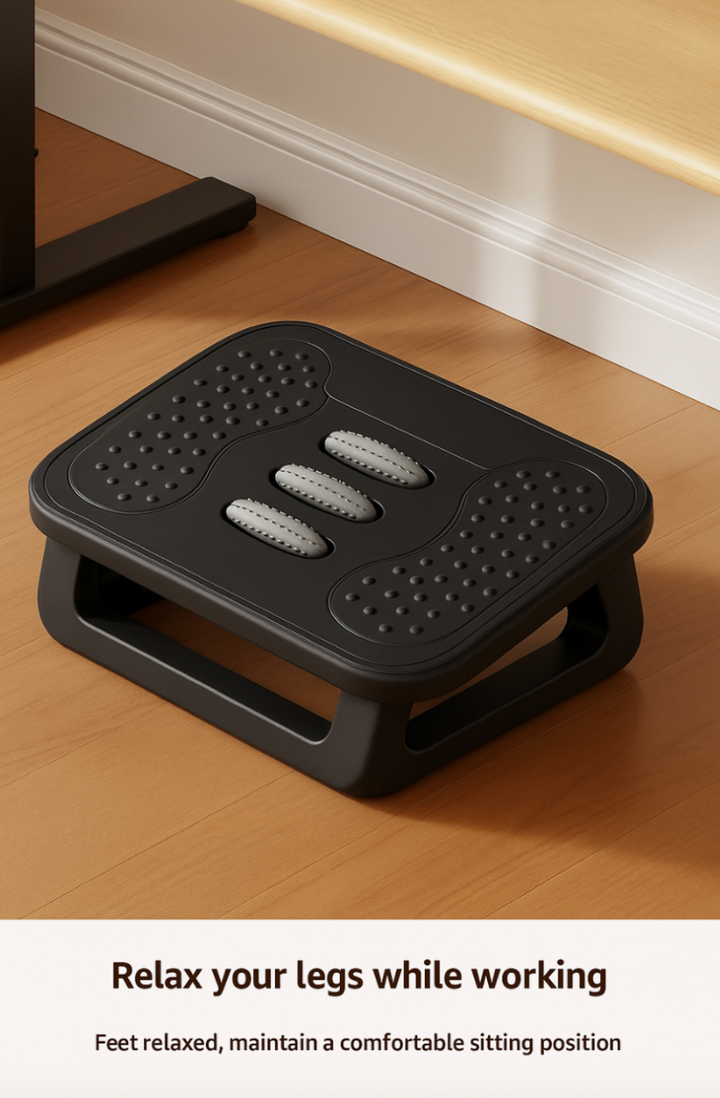 Adjustable Footrest with Rollers – Ergonomic Desk Leg Support