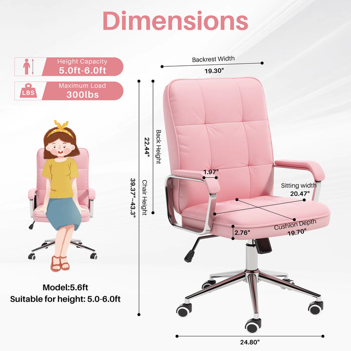 Computer Leather Desk Office Chair - Swivel Lift Executive Training & Study Chair