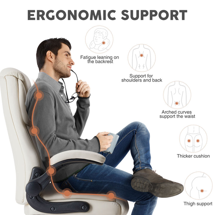 Home Office Chair | PU Leather High-Back Ergonomic Desk Chair with Flip-Up Armrests